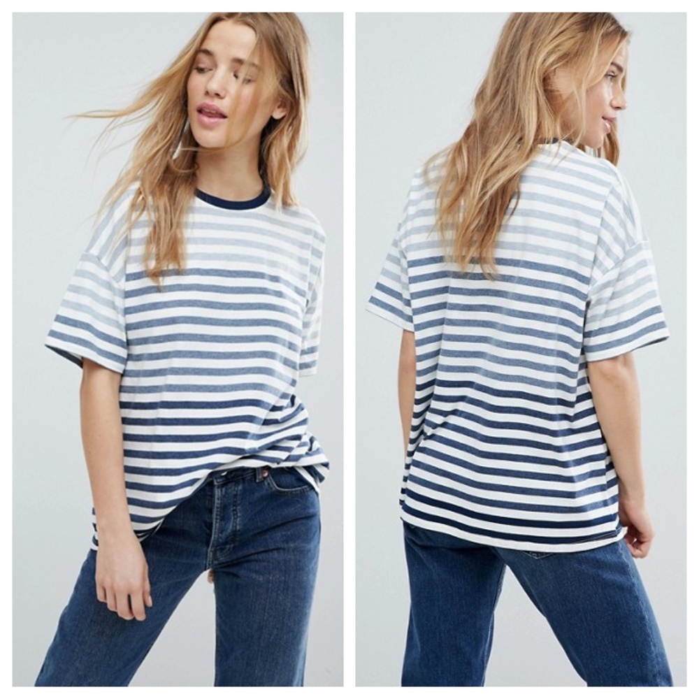 ASOS Ombre Striped Crew Neck T-Shirt